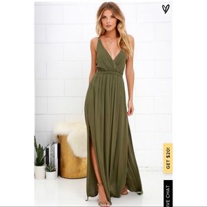 Lulu’s Olive Green Maxi Dress! Size Large!